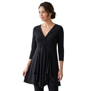 Sympli Timeless Twist Tunic Top Size 12 Black